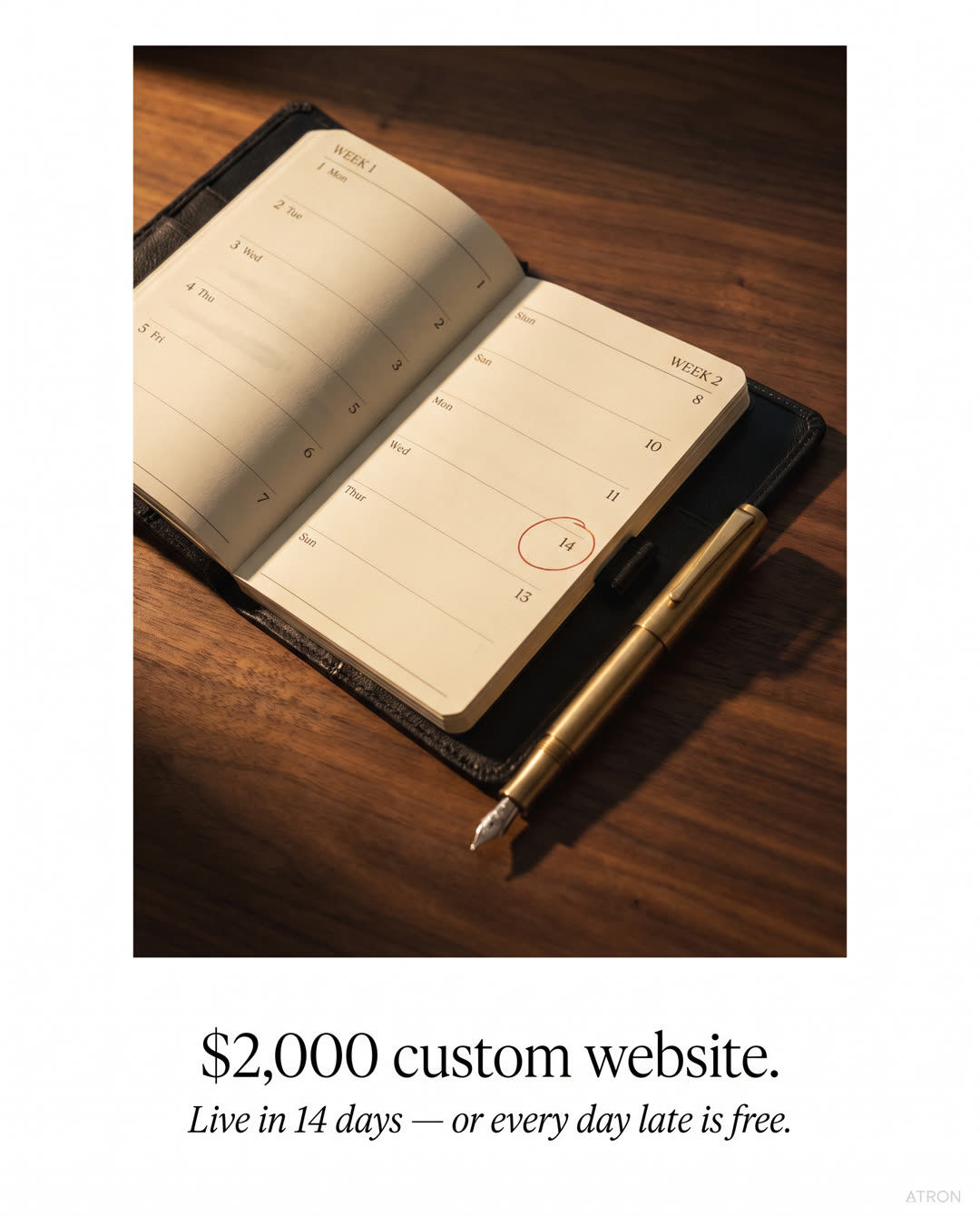 Leather planner with date